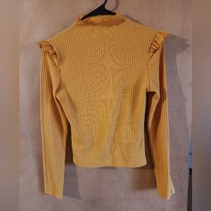 SHEIN Unity Lettuce Edge Mock-neck Ruffle Trim Fitted Tee